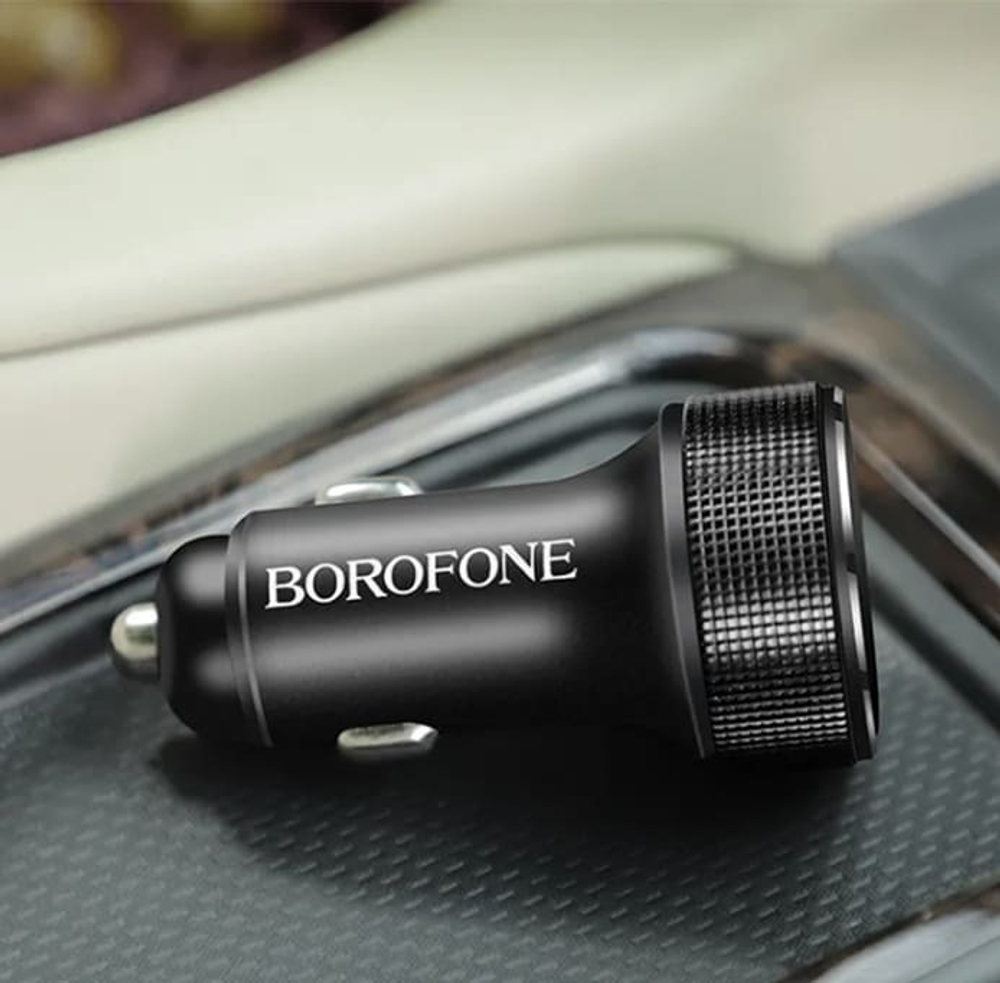 Автомобильный адаптер питания BOROFONE BZ03 LCD вольтметр 1USB + PD 58.5W (черный)