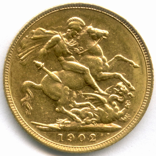1 соверен Великобритания (Эдуард VII) 1902 г. Золото. XF