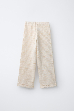 ZARA БРЮКИ WIDE LEG КРЮЧКОМ, ЭКРЮ