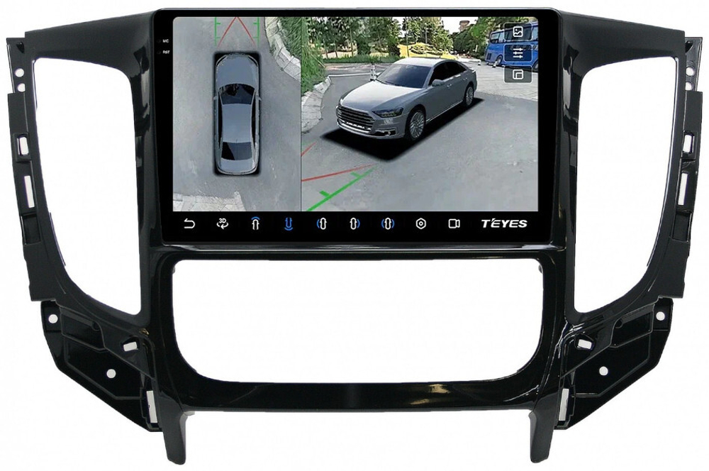 Магнитола для Mitsubishi L200 5 2015-2019 (климат), Pajero Sport 3 2016-2023 (МКПП), FIAT Fullback - Teyes CC3-2K-360 на Android 10, 2K QLED, 6Гб+128Гб, CarPlay, 4G SIM-слот, 4 камеры в комплекте