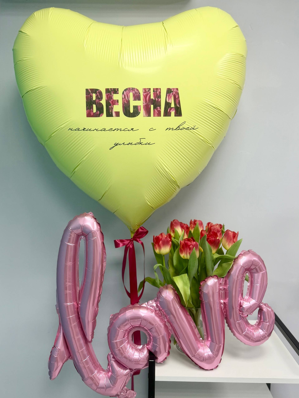 Воздушные гелиевые шарики с доставкой по Хабаровску сердце сливочное Love №4866