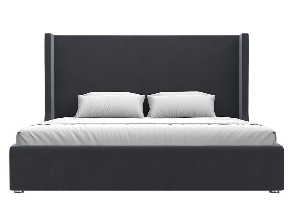 Кровать интерьерная Ларго 200, Серый, Велюр, 120748