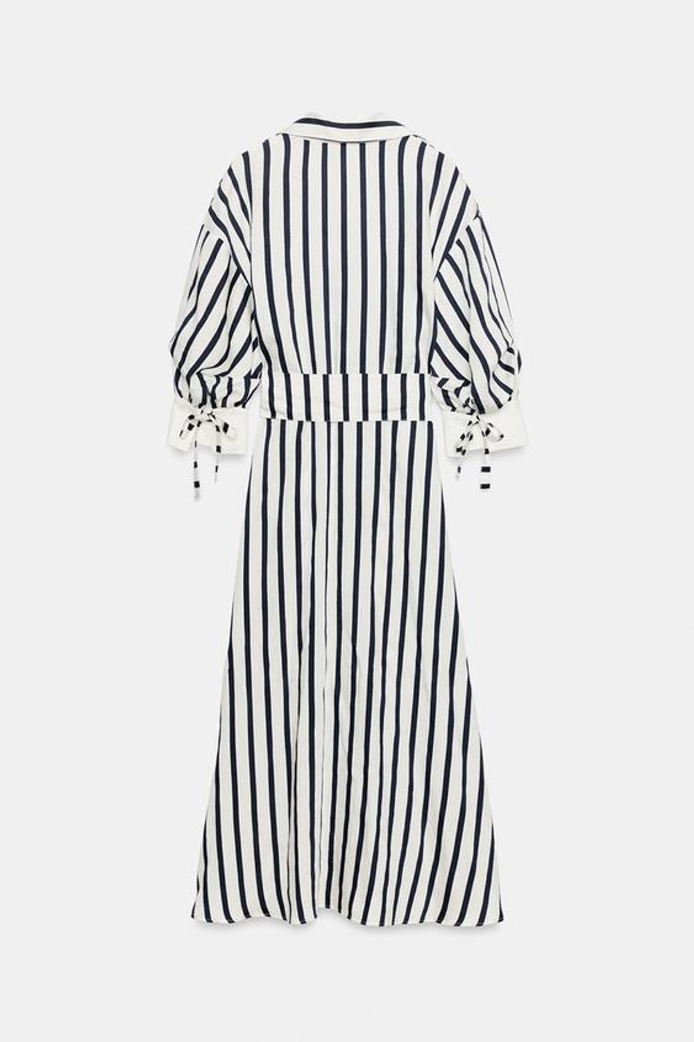ZARA ПЛАТЬЕ МИДИ В ПОЛОСКУ С РЕМНЕМ, ТЕМНО-СИНИЙ/БЕЛЫЙ