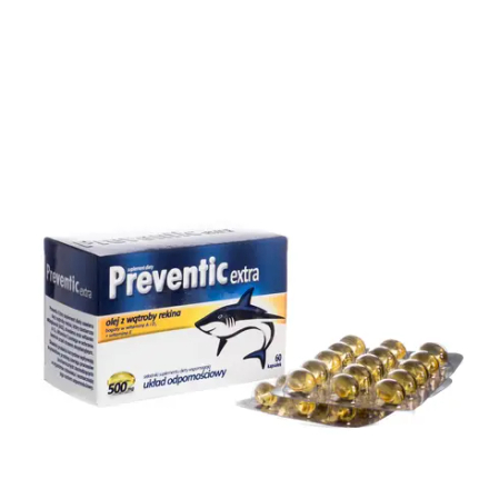 Preventic Extra - масло печени акулы, 500 мг, 60 капсул