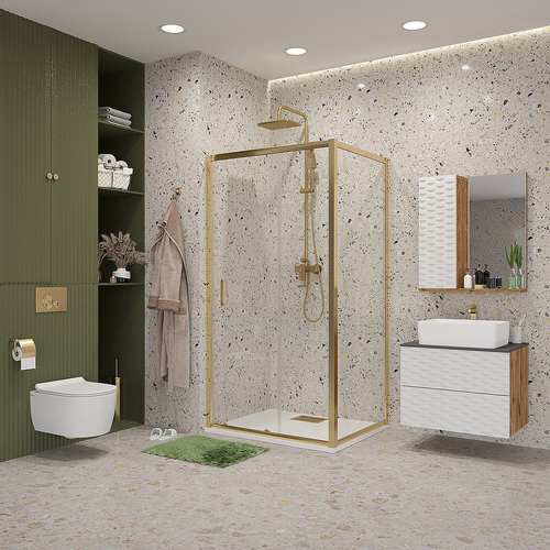 Душевая стенка Niagara Nova 100 NG-A100G профиль Холодное золото стекло прозрачное