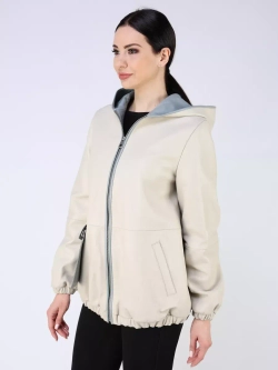 Кожаная куртка демисезонная с капюшоном