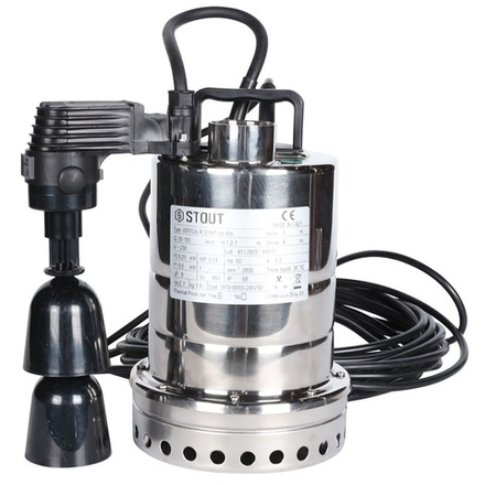 Насос дренажный STOUT с вертикальным поплавком, кабель 10 м, 230V, Q=150 л/мин, H=8 м