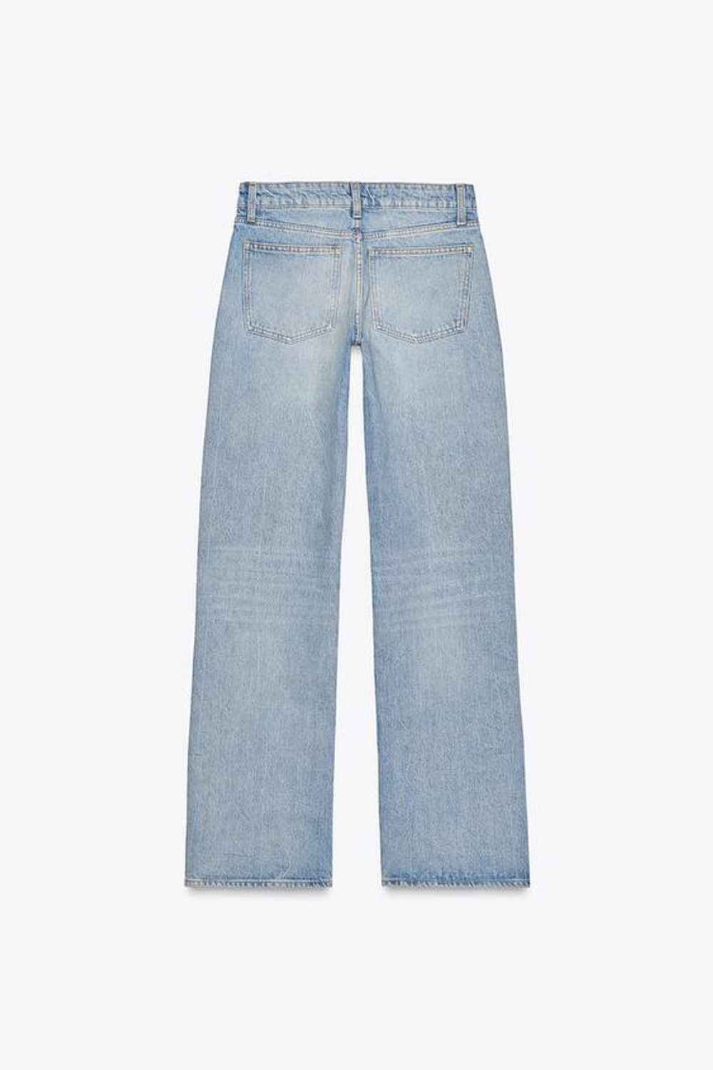 ZARA ДЖИНСЫ TRF WIDE-LEG С НИЗКОЙ ПОСАДКОЙ, ГОЛУБОЙ