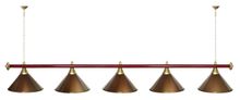 Лампа STARTBILLIARDS 5 пл. (плафоны зеленые матовые,штанга хром,фурнитура золото)