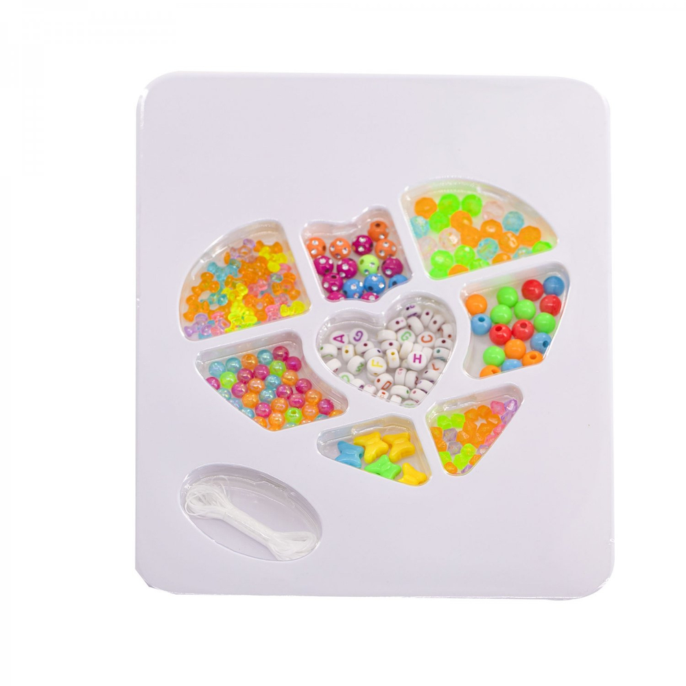 Набор для создания украшений-бусины Alingar, 220х170х30мм, "Crystal gems", 8вид. бус., 1х3 м резинка, карт. уп.