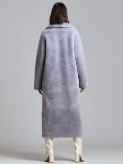 Шуба чебурашка длинная из овечьей шерсти, SilverFox (арт.S1072rm09bz)