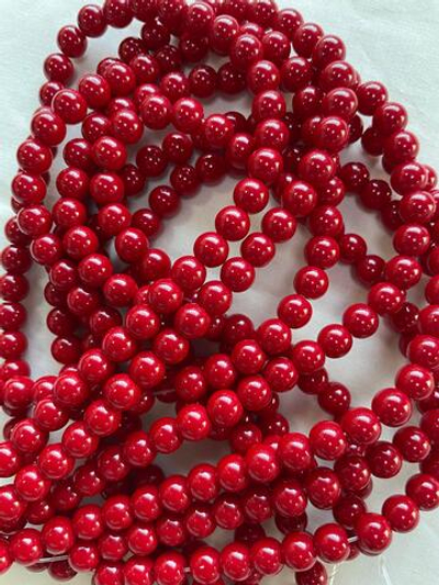 1122-8 Стекло (имит. коралл) шар гладкий 8мм, красный, 37см