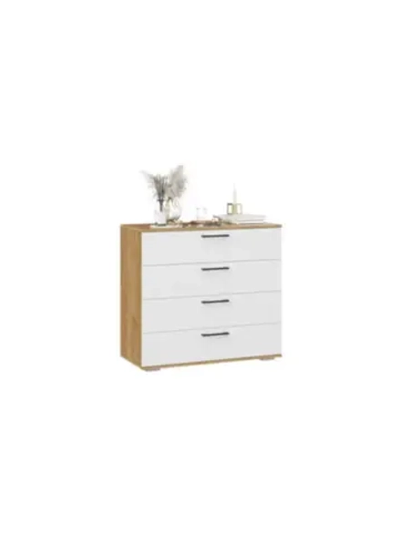 Комод для одежды Дуб Крафт золотой, Белый 92х41х84 см
