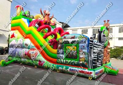 Коммерческий надувной батут "Большой зверинец" 9*5,5*7,7 м