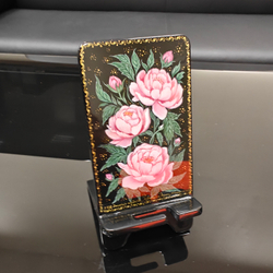 Сувенирная подставка для телефона с росписью Палех "Пионы"