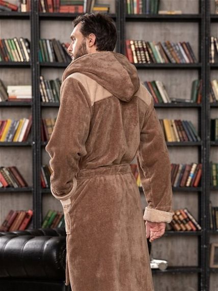 Халат мужской ANCHOR с капюшоном капучино/бежевый"Polens"