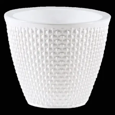 Кашпо для цветов пластиковое 1,6л d-16 см «Ротанг» Белый/Белый