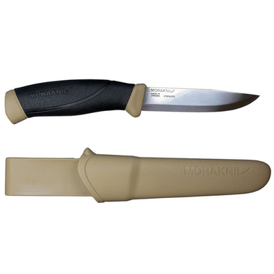 Нож Morakniv Companion Desert, нержавеющая сталь, прорезиненная рукоять с желтыми накладкам