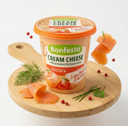 Сыр творожный Кремчиз воздушный Лосось 65% 125г Bonfesto, Беларусь
