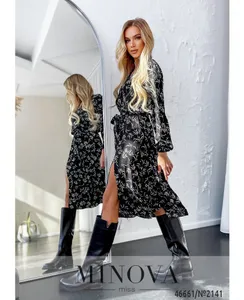 Платье 2141-черно-белый Minova
