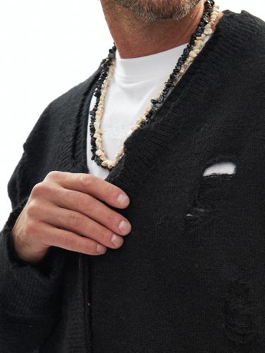 Черный шерстяной кардиган Votus с перфорацией