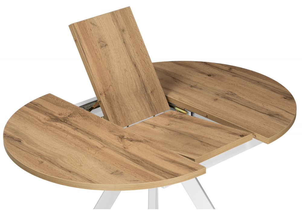 Стол деревянный Woodville Трейси 90(120)х90х75 дуб вотан, белый, ножки белые