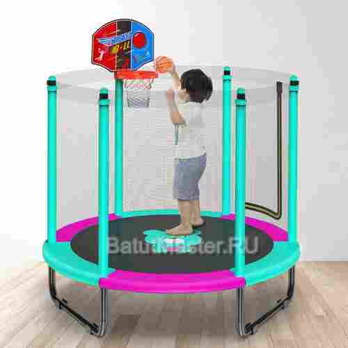 Батут с сеткой и с баскетбольным кольцом, диаметр 5 фт