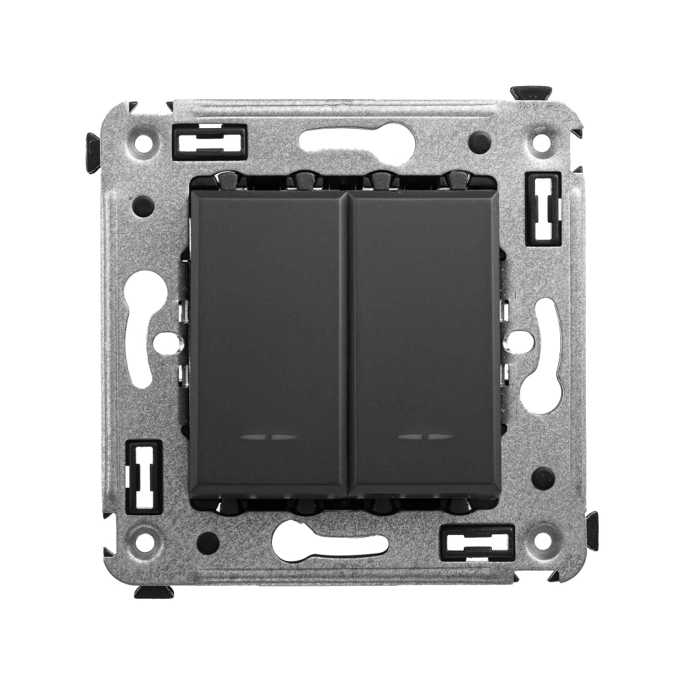 Кнопка двухклавишная в стену, "Avanti", "Черный матовый"