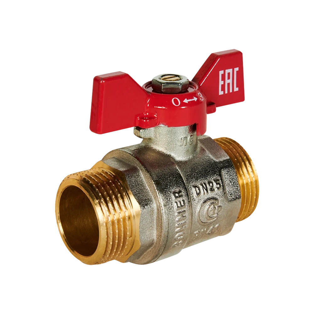 Кран шаровой полнопроходной ROMMER - 1" (НР/НР, PN40, ручка-бабочка)