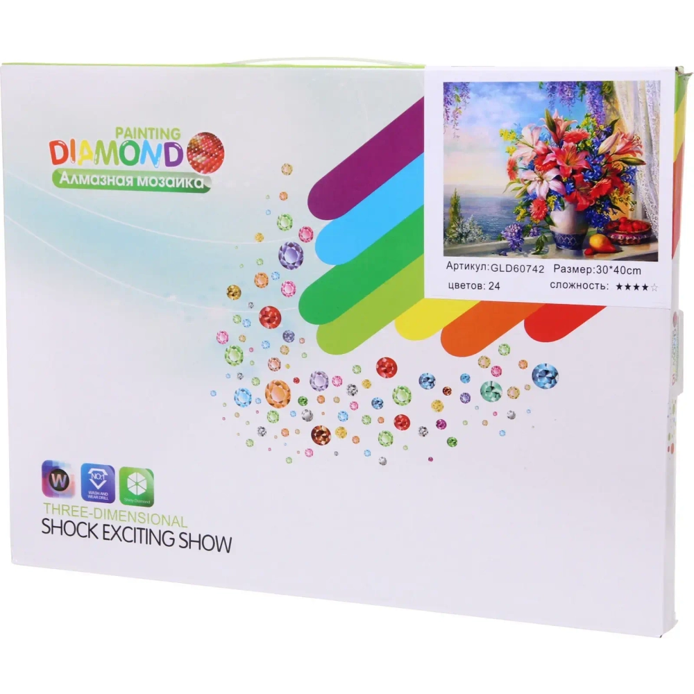 Алмазная мозаика на подрамнике с полным заполнением «МИР ЯРКИХ КРАСОК», лилии, 30*40см