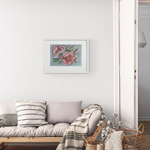 Картина авторская акварельная в раме 40х50 см на стену для интерьера "Пионы"