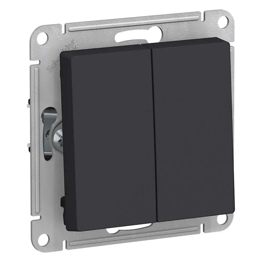 ATLASDESIGN 2-клавишный ПЕРЕКЛЮЧАТЕЛЬ, сх.6+6, 10АХ, механизм, КАРБОН
