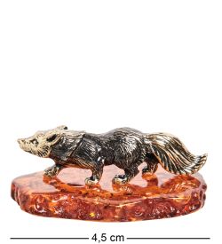 Народные промыслы AM-1085 Фигурка «Лисёнок» (латунь, янтарь)