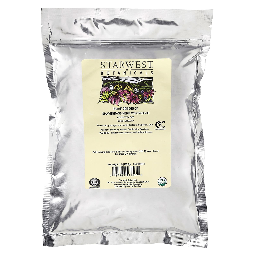 Starwest Botanicals, Органическое растение Shavegrass Herb C / S, 453,6 г (1 фунт)