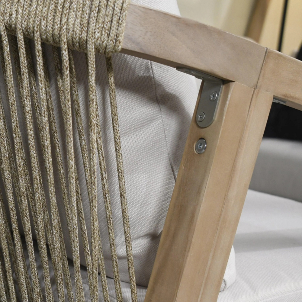 Кресло деревянное с подушками Tagliamento Ravona KD, натуральный, бежевый