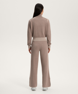 OYSHO Трикотажные брюки прямого кроя с контрастной окантовкой, норка