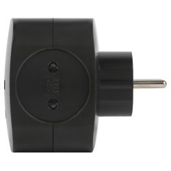 Разветвитель электрический ЭРА SP-4-USB-B на 4 розетки + 2xUSB 2400mA без заземления 10А черный | Электротовары