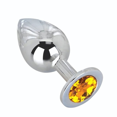 Большой стальной плаг с оранжевым кристаллом Juicy Orange - 9,5 см. (Цвет: оранжевый)