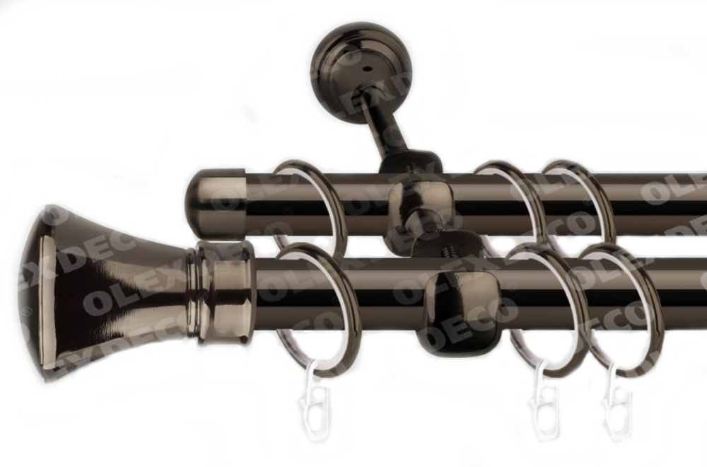 Карниз для штор "Луксор" d19/19 мм двухрядный, цвет черный никель