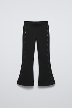 ZARA РАСКЛЕШЕННЫЕ БРЮКИ С КНОПКАМИ, ЧЕРНЫЙ