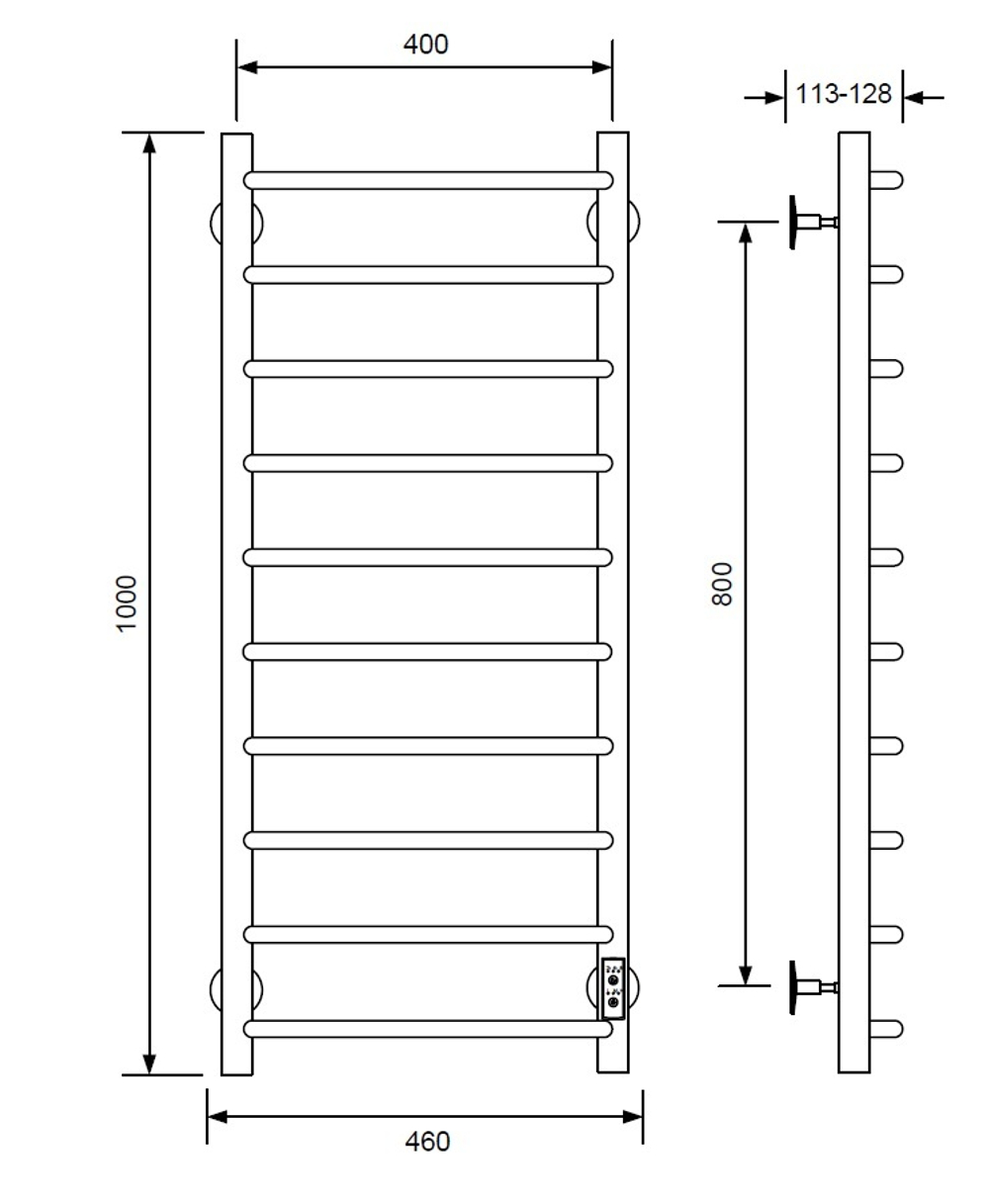 Полотенцесушитель электрический с/т Comfysan Scola EC-10 100/40, хром