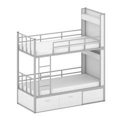 Overnight Кровать 2-х ярусная ON.K2-001 Белый/Металл Серый 2080*950*2260