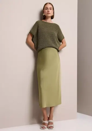 Атласная юбка-миди из вискозы с эластичным поясом Black Label