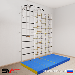 Шведская стенка Sv Sport 51640 (Турник стандарт/Канат/Лестница/Трапеция/Мат 2м/Канатный лаз)