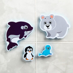 1874872 Наклейки в ванную из EVA «Животные Севера» + сетка для хранения игрушек на присосках