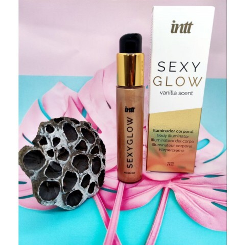 Хайлайтер для тела с ароматом ванили и золотистыми микрогранулами Intt Sexy Glow, 60 мл