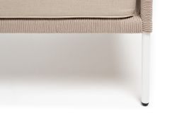 "Канны" кресло плетеное из роупа, каркас алюминий белый муар, роуп бежевый круглый, ткань бежевая 15052