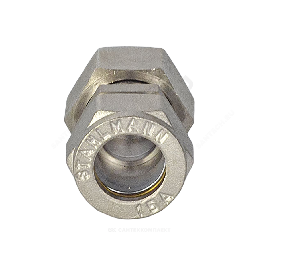 Муфта латунь никель 15Aх3/4" ЕК обжим/ВР STAHLMANN SSFL1503/4BEFE