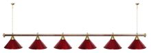 Лампа STARTBILLIARDS 6 пл. (плафоны зеленые матовые,штанга медь,фурнитура золото)