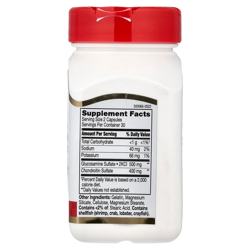 21st Century, глюкозамин и хондроитин, 250 мг/200 мг, 60 капсул, которые легко глотать